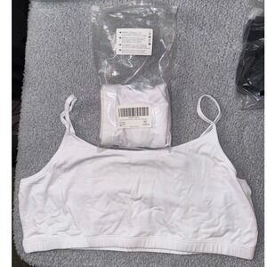 Comfneat Womens 2 Pack Cotton Spandex Sports Bra White XL new